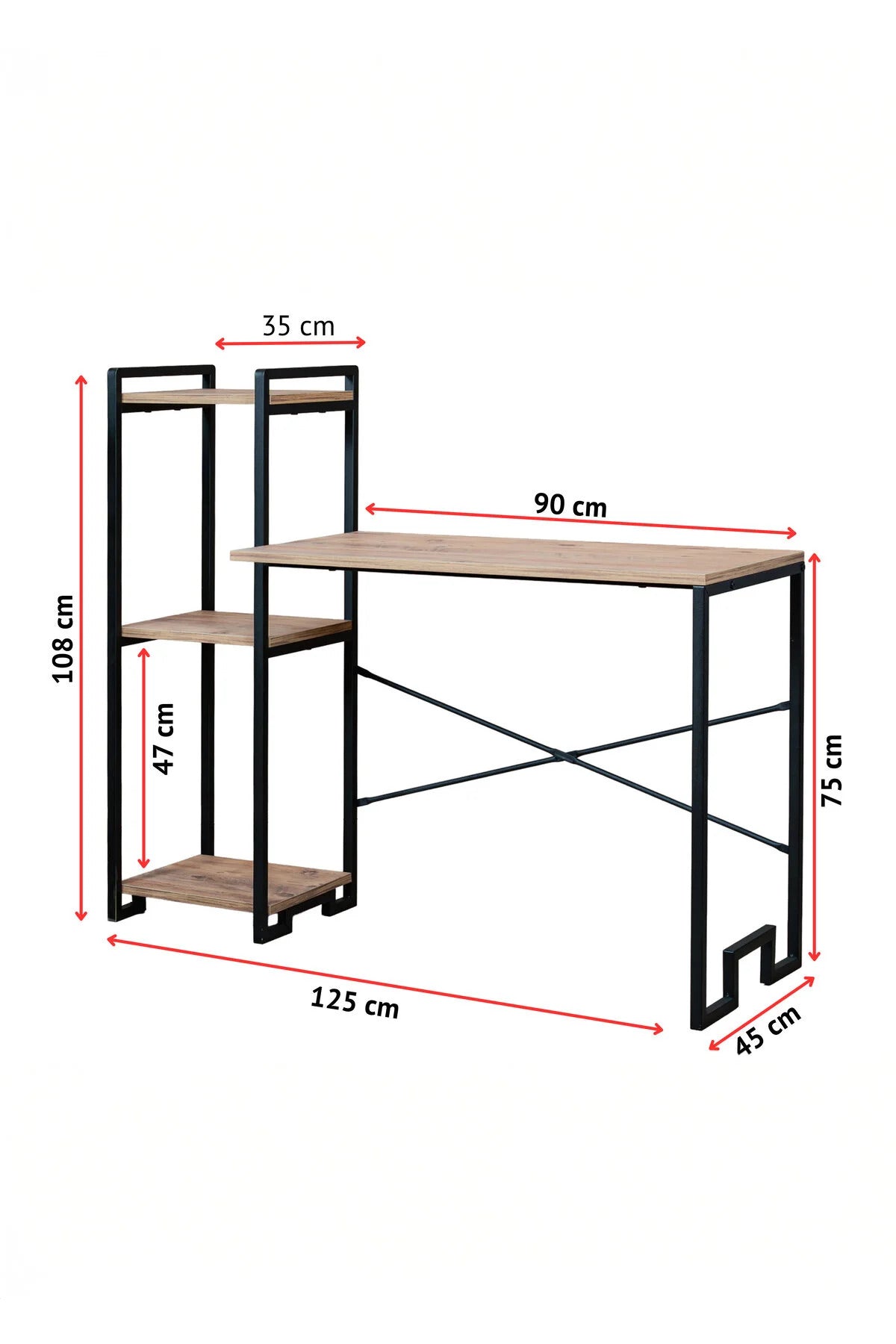 Skrivebord, metal / egetræsmønstret