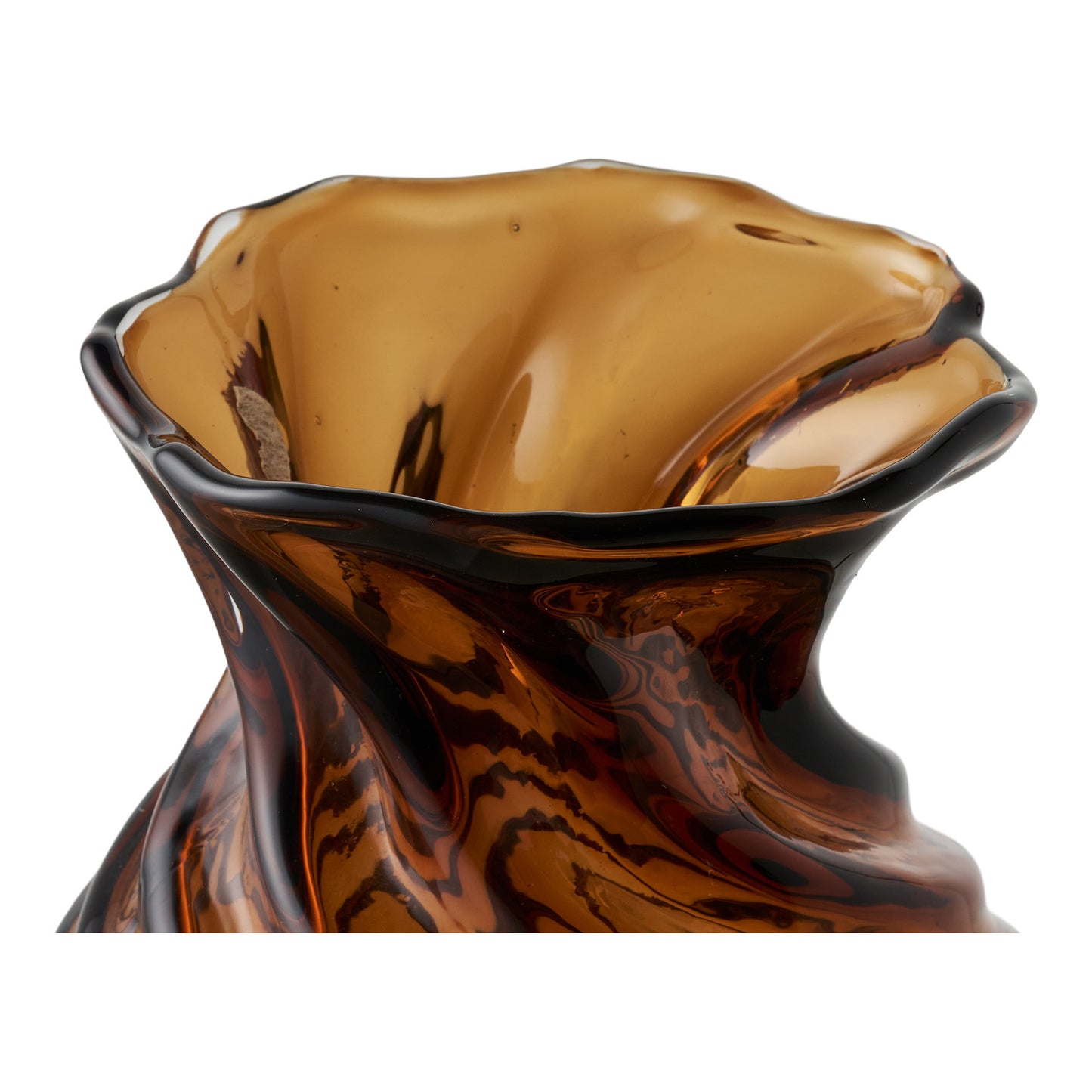 Vase, mundblæst glas, smoked brun