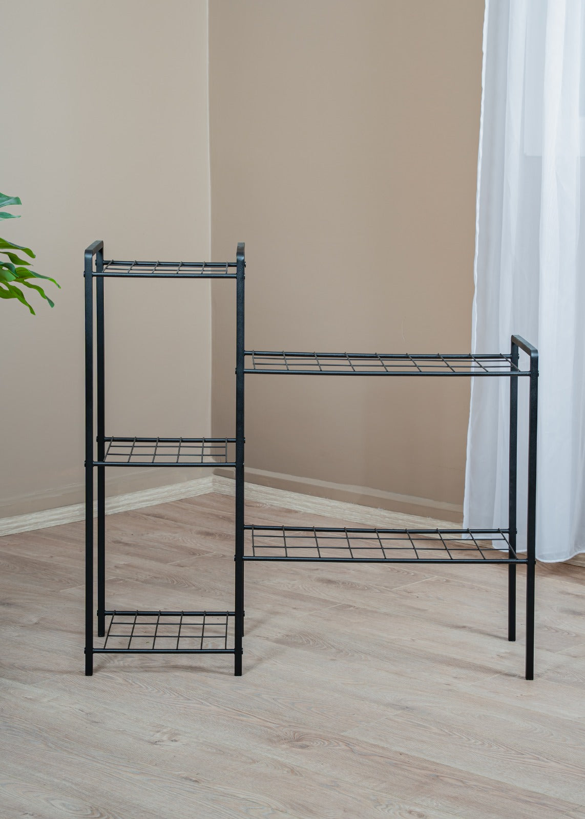 Blomster piedestal, sort metal