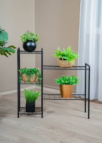 Blomster piedestal, sort metal
