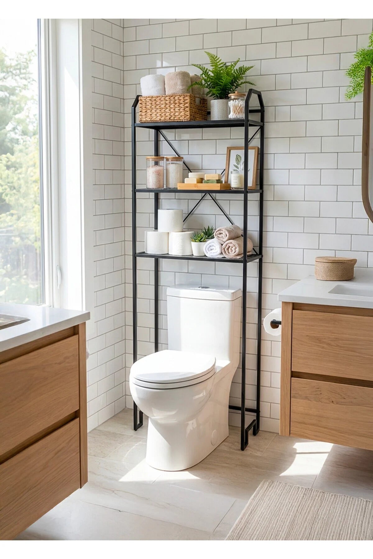 Reol til badeværelset, sort