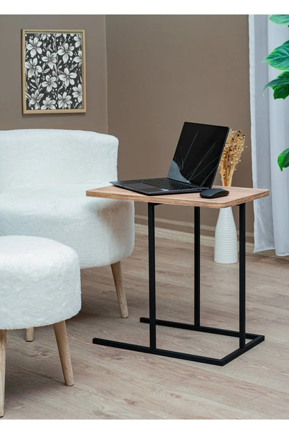 Sidebord, sort / egetræsmønstret