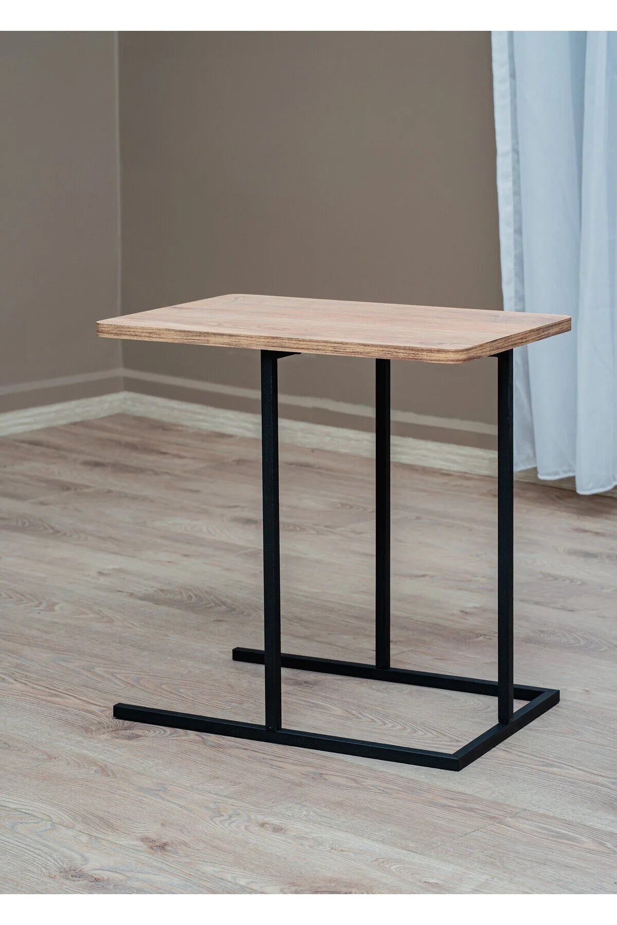 Sidebord, sort / egetræsmønstret