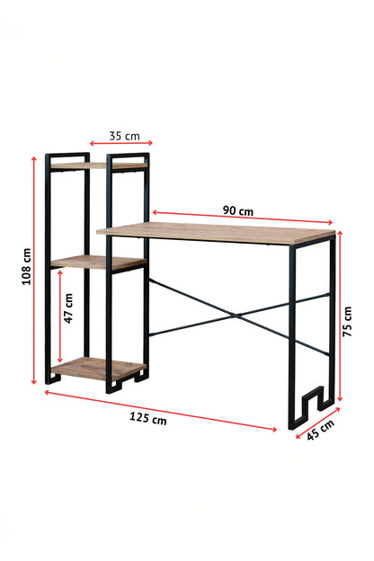 Skrivebord, metal / egetræsmønstret