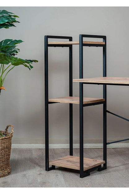 Skrivebord, metal / egetræsmønstret