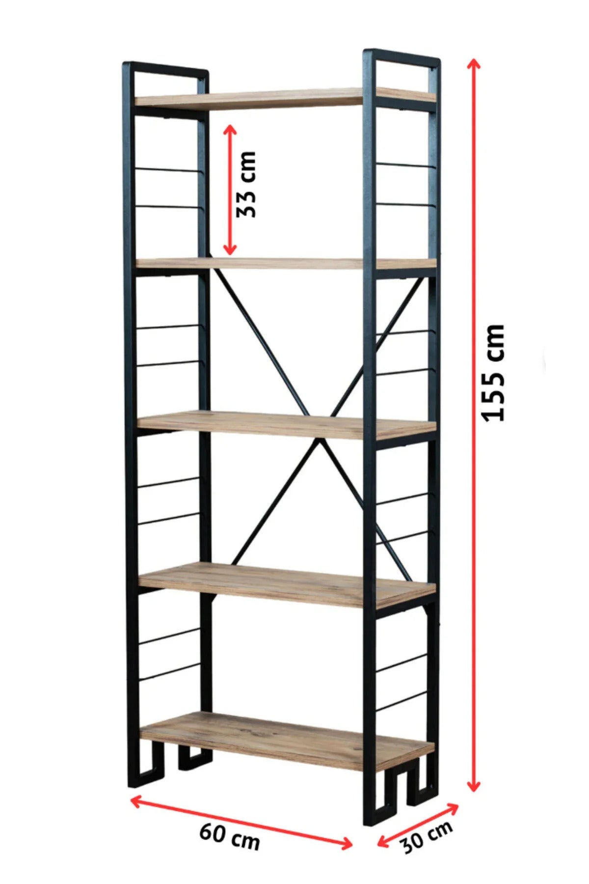 Reol, metal, sort/ marmor design