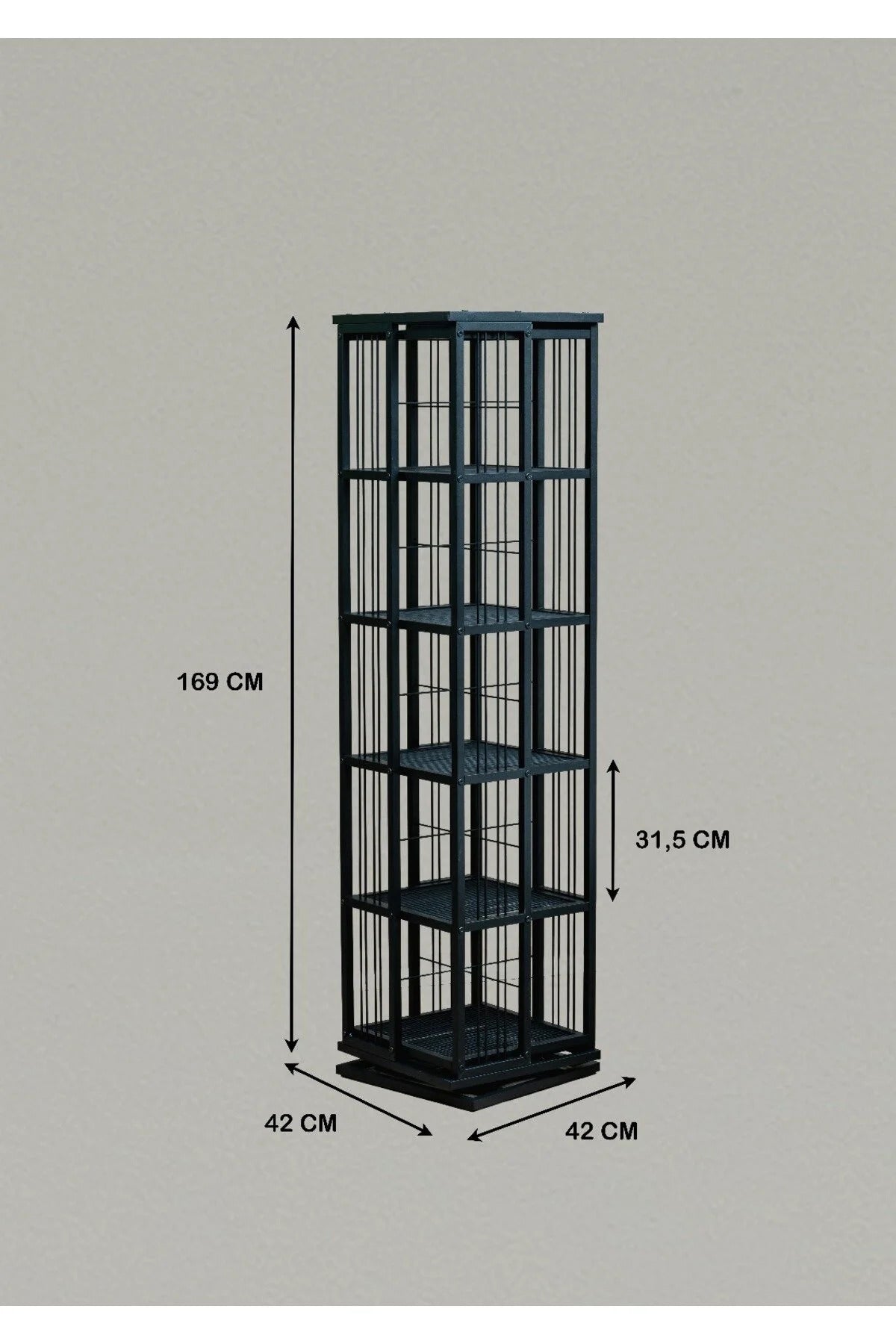 Reol der kan dreje 360 grader rundt, sort