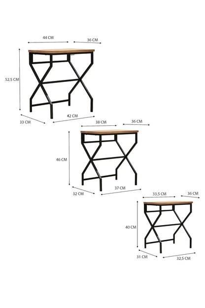 3 i 1 sidebord, metal / hvid marmor mønster