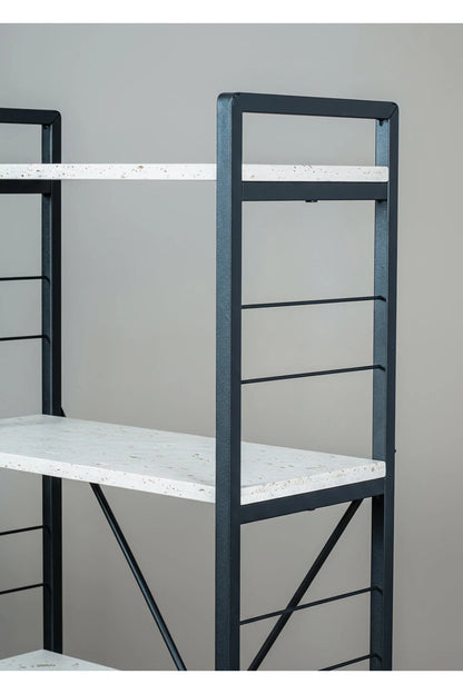 Reol, metal, sort/ marmor design