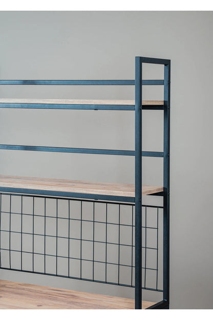 Skrivebord, sort / egetræsmønstret